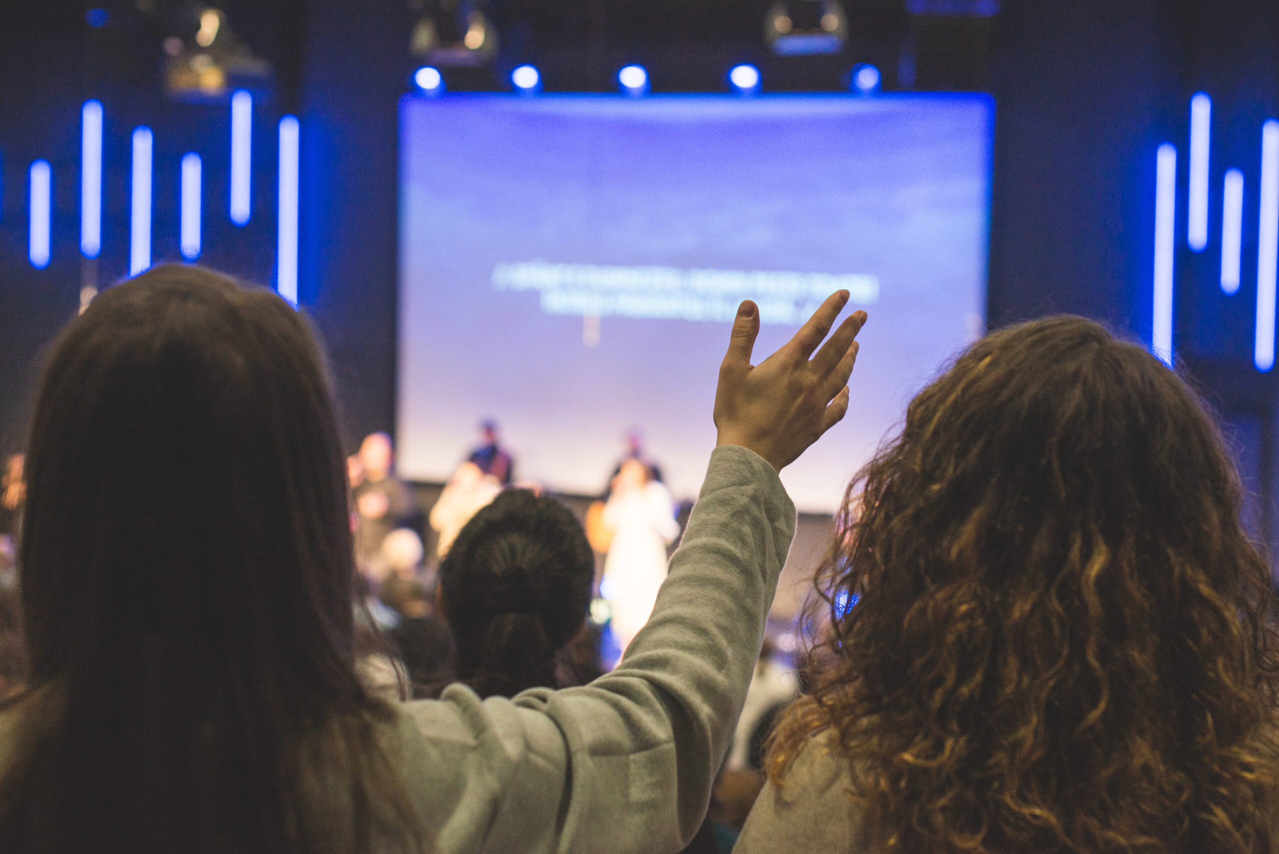 Christian worship with hands lifted