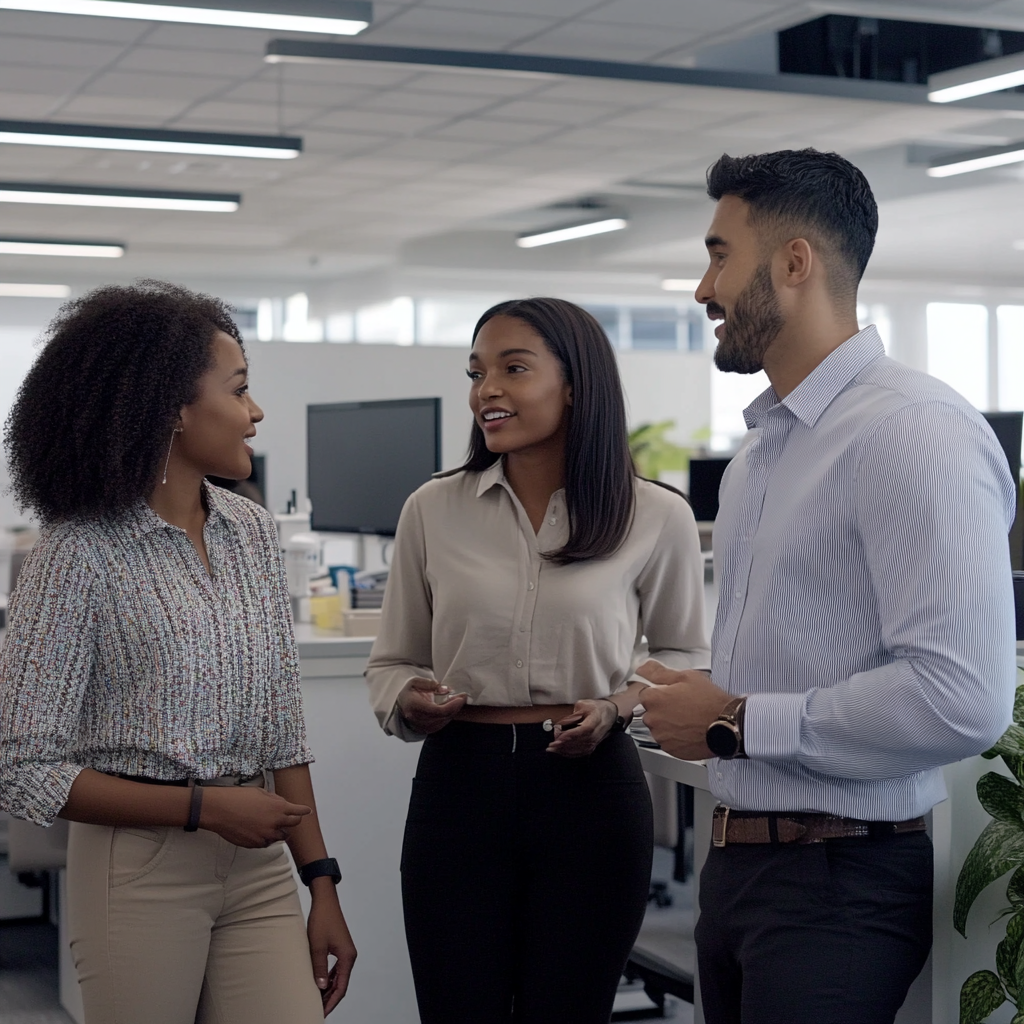coworkers interacting in a secular workplace