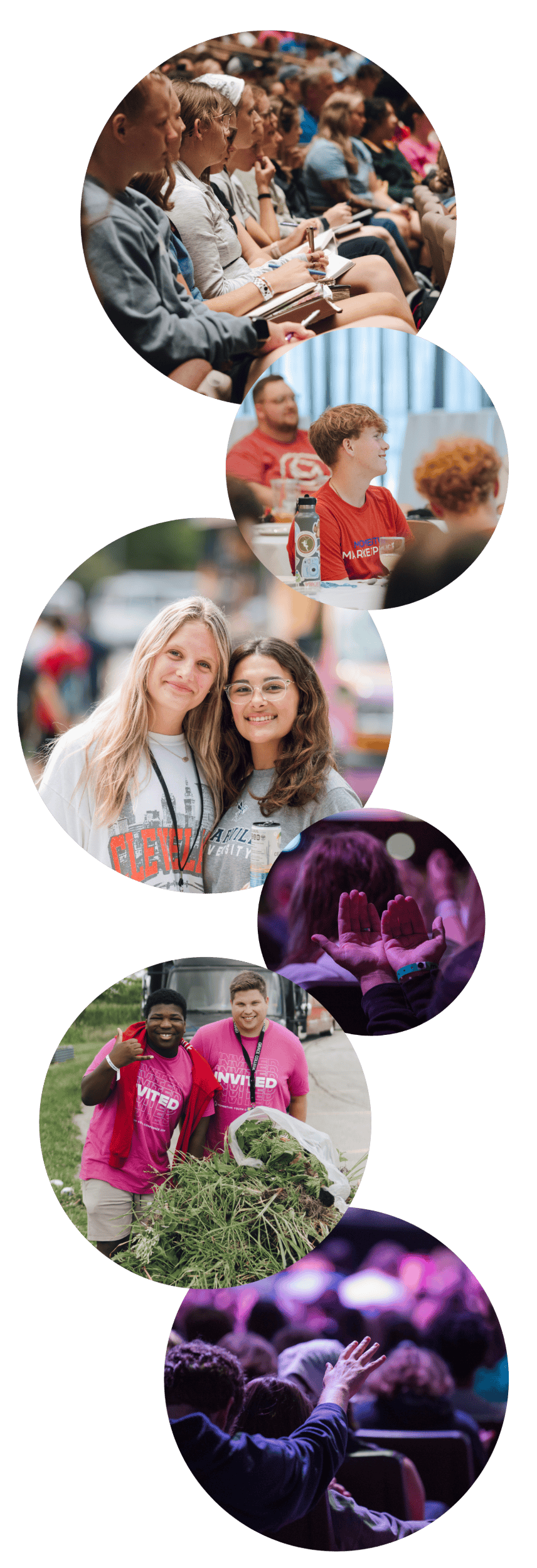 Photos of youth groups in a bubble graphic